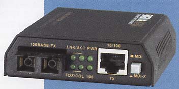 Model number 065-1110, 10/100BaseT/TX to 100BaseFX Converter, SC Multimode