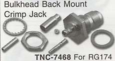 tnc bulhead back mount crimp jack conector