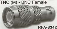 tnc male connector to bnc female adaptor