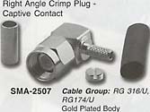 right angle crimp plug, captive contact connector
