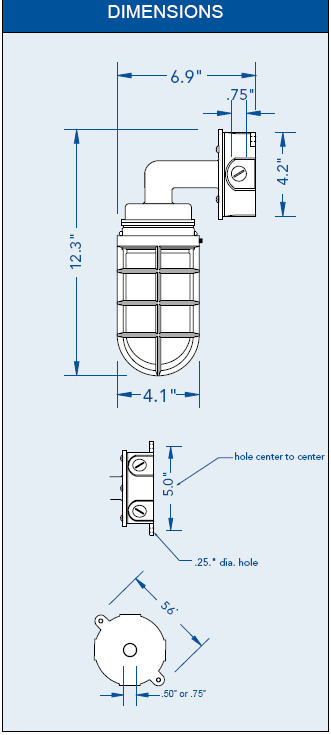 VAPORPROOF VAPOR PROOF VAPOR-PROOF WALL MOUNT INCANDESCENT LIGHT LIGHTING FIXTURE 200 OR 300 WATTS AVAILABLE IN 1/2" OR 3/4" NPT. Vapor-Proof Vapor Proof Vaporproof  Wall Mount Light Lighting Fixture Fixtures Ideal for non-hazardous non hazardous industrial uses such as bridges, harbors, manufacturing facilities, marine areas.