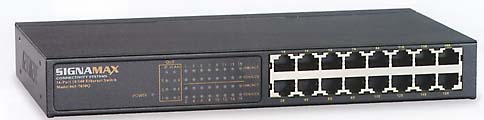 This model features 16 ports that automaticlaly negotiate the presence of 10/100Mbps and full or half-duplex network modes.