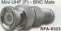 mini uhf female connector to bnc male adaptor