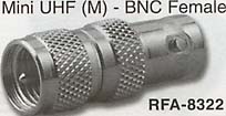 mini uhf male connector to bnc female adaptor